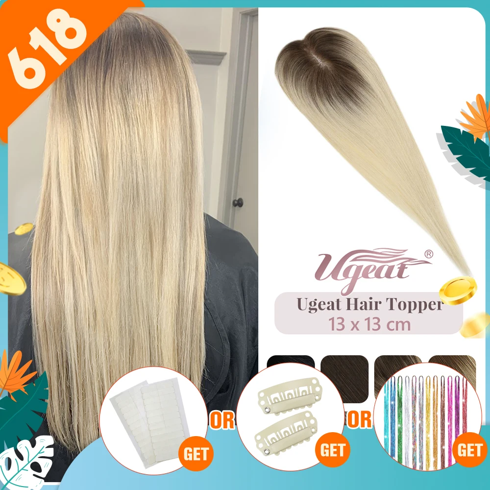 Ugeat Hair Topper Human Hair Mono Base 13*13cm Hair Toppers For Women With Thinning Hair Hand Made Topper Piece Clip In Ugeat Hair Topper Human Hair Mono Base 13*13cm Hair Toppers For Women With Thinning Hair Hand Made Topper Piece Clip In