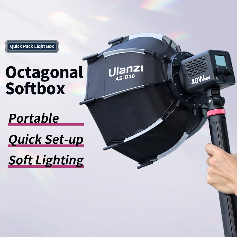 Ulanzi AS-D30 30cm Octagonal Softbox Quick Pack Light Box with Mini Bowens Mount for 40W COB Video Light Ulanzi AS-D30 30cm Octagonal Softbox Quick Pack Light Box with Mini Bowens Mount for 40W COB Video Light