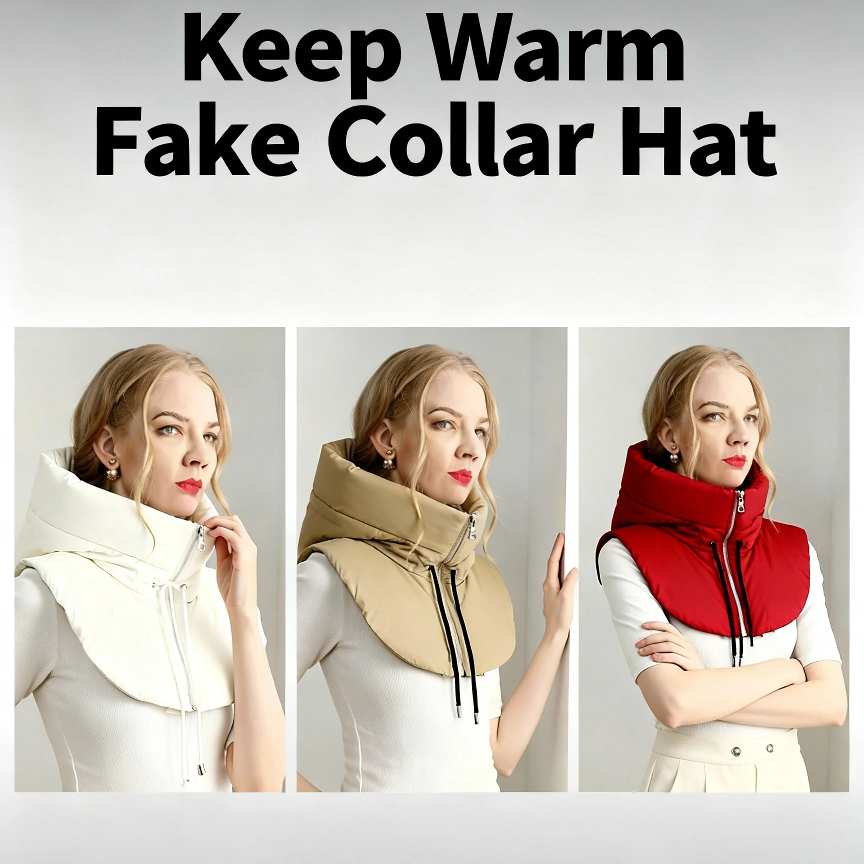 Ultralight Down Hooded Hats Drawstring Removable Neck Cover Scarf Balaclava Hat Zippper Coat Short Tank Top Women's