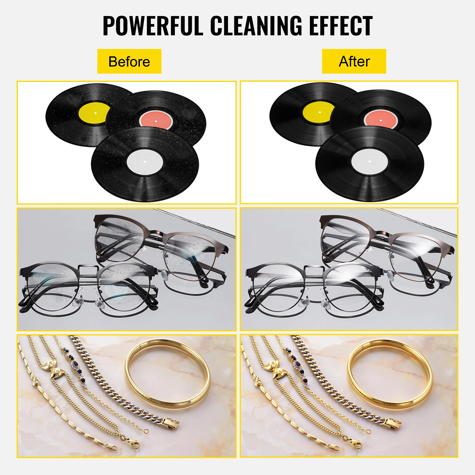 Ultrasonic Cleaner 6L Ultrasonic Vinyl Cleaner 7-12 In 8 Records Ultrasonic Vinyl Cleaning Machine 180W for Home Store