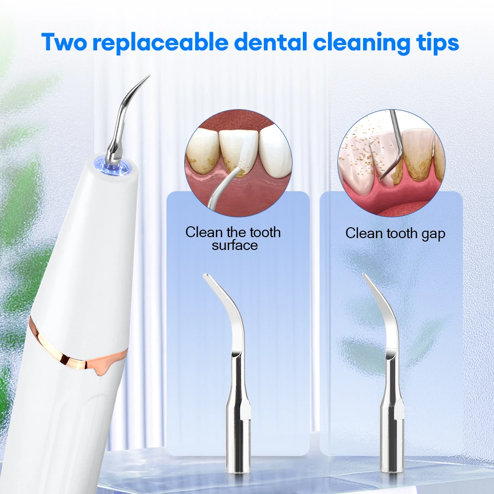 Ultrasonic Dental Scaler Oral Care Tartar Removal Calculus Remover Tooth Stain Cleaner LED Light Tooth Whitening Tools