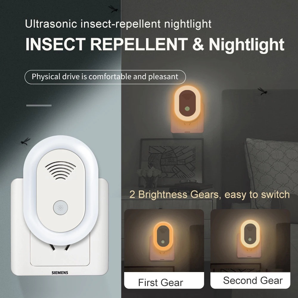 Ultrasonic Mosquito Repellent with Night Light EU Plug Anti Mosquito Mouse Roach Mosquito Repellent Electronic Fly