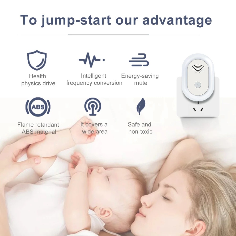 Ultrasonic Mosquito Repellent with Night Light EU Plug Anti Mosquito Mouse Roach Mosquito Repellent Electronic Fly