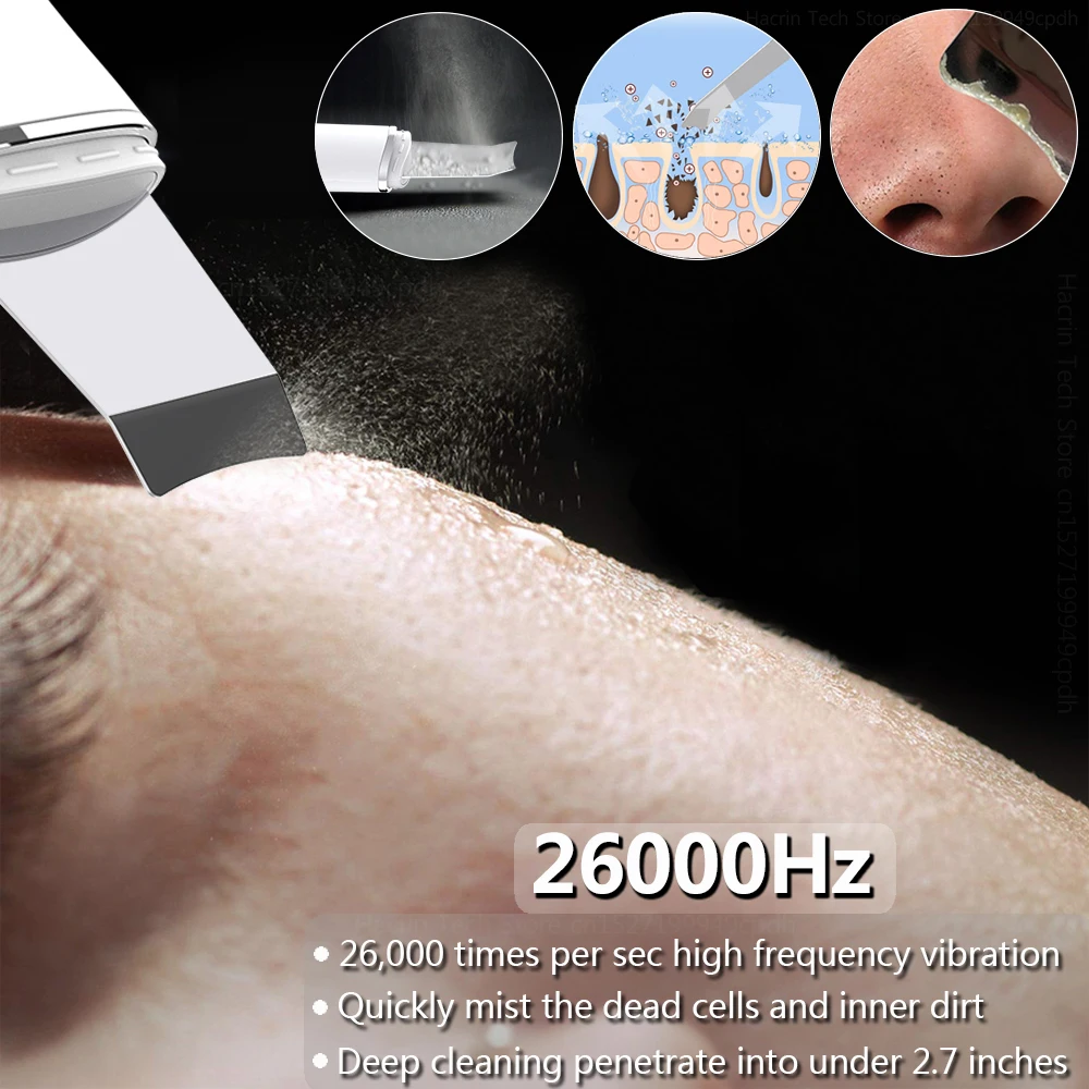 Ultrasonic Peeling Remover Blackhead Facial Skin Scrubber Facial Shovel Deep Cleaning Face Lifting Removal Pore Acne