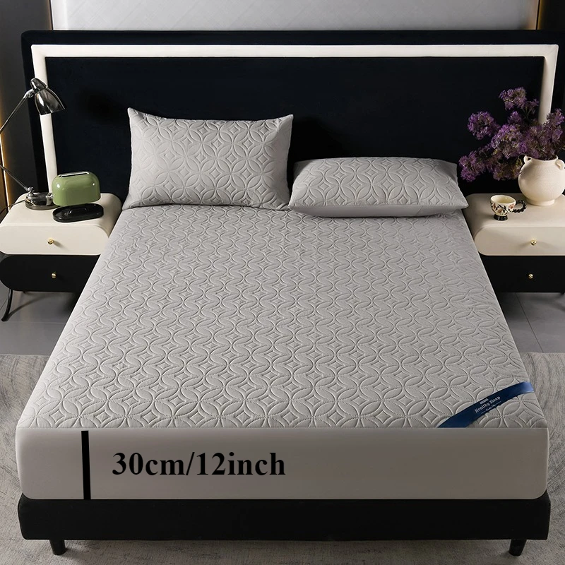 Ultrasonic Quilted Waterproof Antibacterial Mattress Protector Breathable Ultra Soft Noise Free 30CM Deep Pocket Fitted Ultrasonic Quilted Waterproof Antibacterial Mattress Protector Breathable Ultra Soft Noise Free 30CM Deep Pocket Fitted