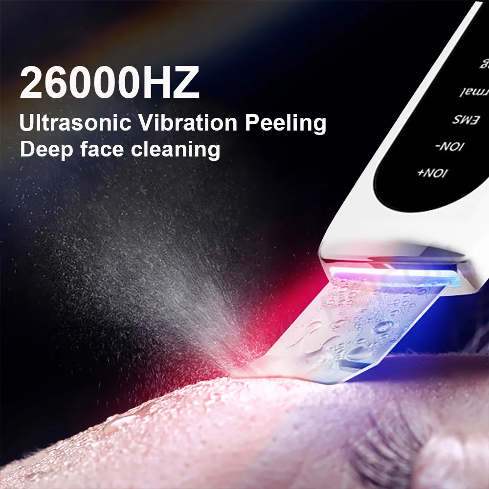 Ultrasonic Skin Scrubber Peeling Blackhead Remover Deep Face Cleaning Ultrasonic Ion Ance Pore Cleaner Facial Shovel Ultrasonic Skin Scrubber Peeling Blackhead Remover Deep Face Cleaning Ultrasonic Ion Ance Pore Cleaner Facial Shovel