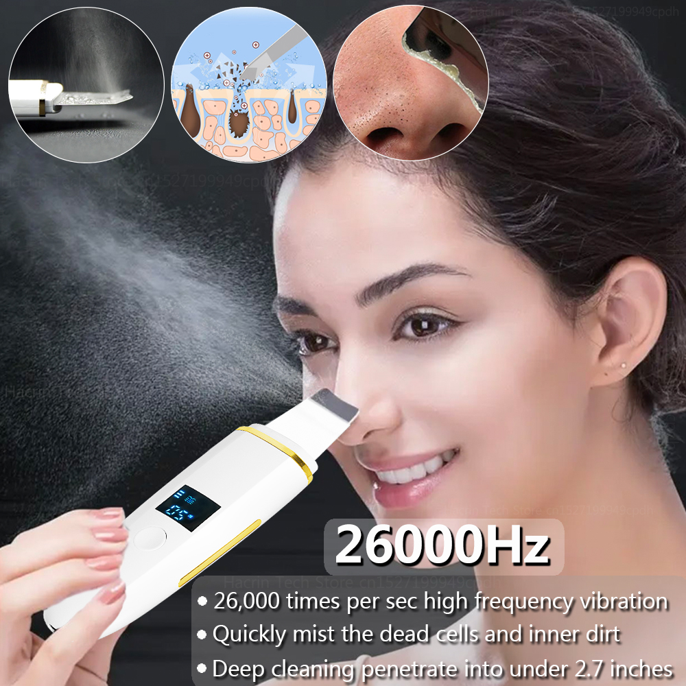 Ultrasonic Skin Scrubber Remover Blackhead Ultrasonic Peeling Facial Scrubber Shovel Deep Cleaning Face Lifting Remove Ultrasonic Skin Scrubber Remover Blackhead Ultrasonic Peeling Facial Scrubber Shovel Deep Cleaning Face Lifting Remove