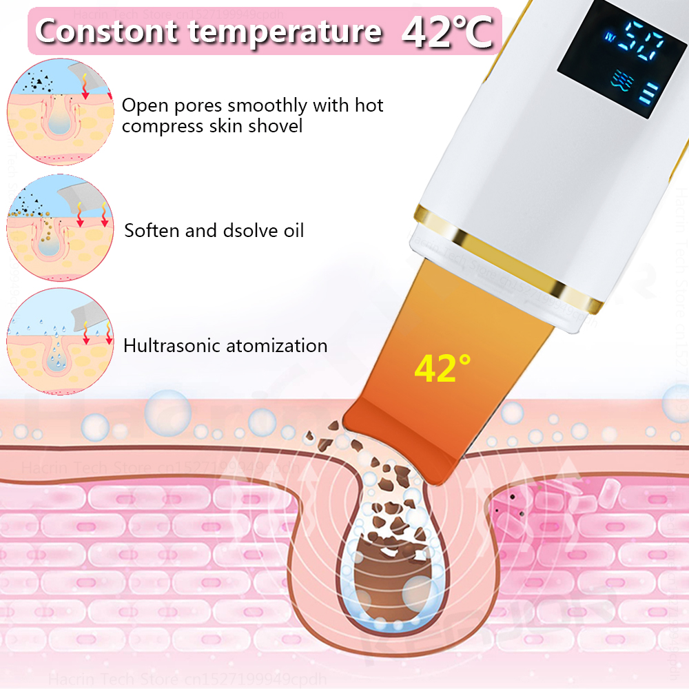 Ultrasonic Skin Scrubber Remover Blackhead Ultrasonic Peeling Facial Scrubber Shovel Deep Cleaning Face Lifting Remove Ultrasonic Skin Scrubber Remover Blackhead Ultrasonic Peeling Facial Scrubber Shovel Deep Cleaning Face Lifting Remove
