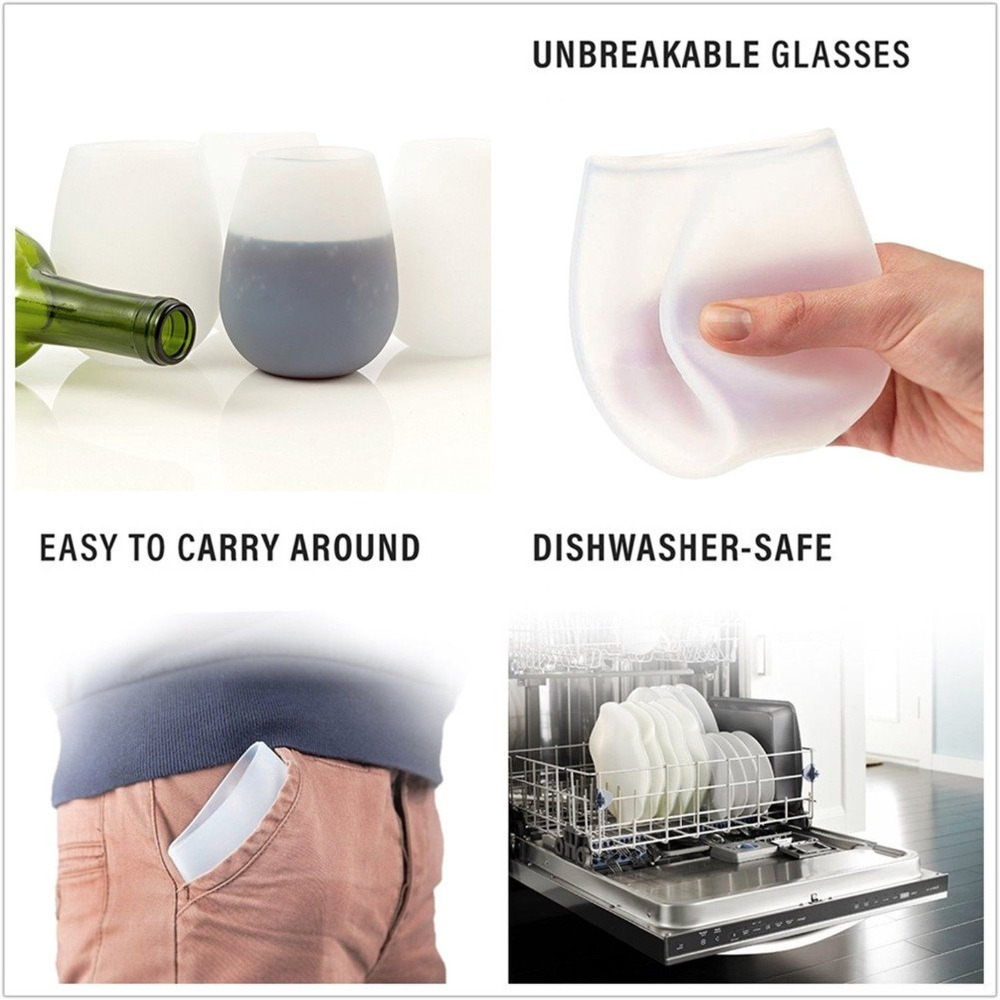 Unbreakable Stemless Silicone Wine Glasses Unbreakable Stemless Silicone Wine Glasses