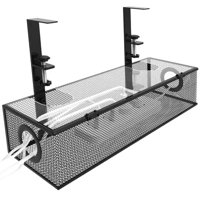 Under Desk Box Tray , 1 Pack – Wire Management & Cord Organizer, Clamp Mount