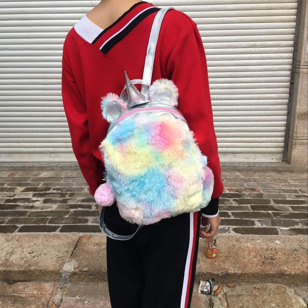 Unicorn Backpack Hologram Leather Bag