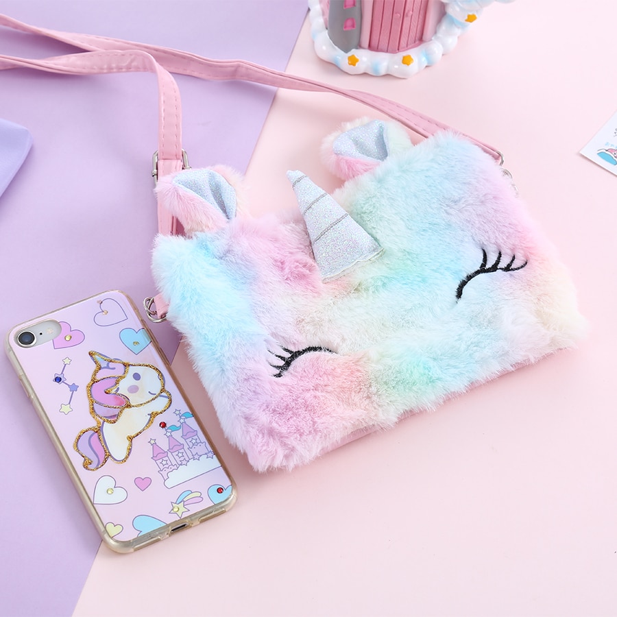 Unicorn Bag For Girls Plush Crossbody Bag