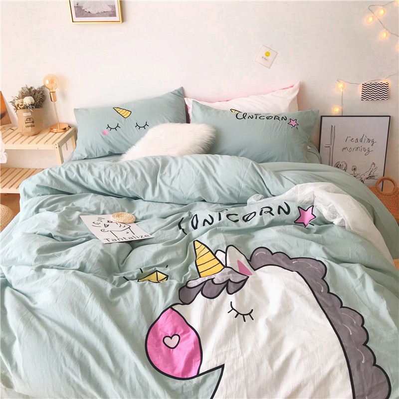 Unicorn Bed Set Cartoon Bedding