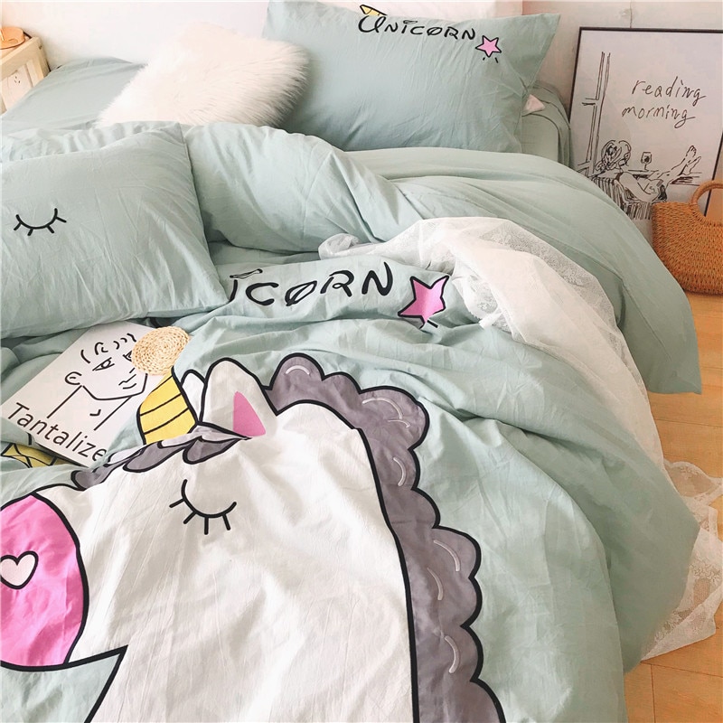 Unicorn Bed Set Cartoon Bedding