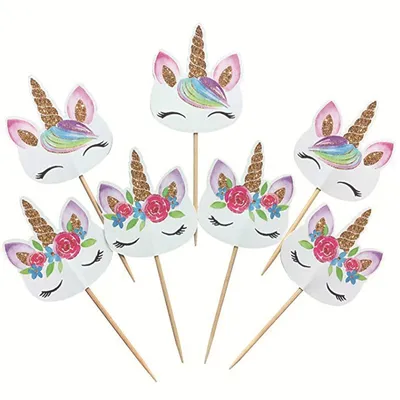 Unicorn Cupcake Toppers Party Decor 24pcs/set