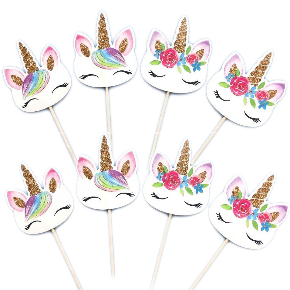 Unicorn Cupcake Toppers Party Decor 24pcs/set