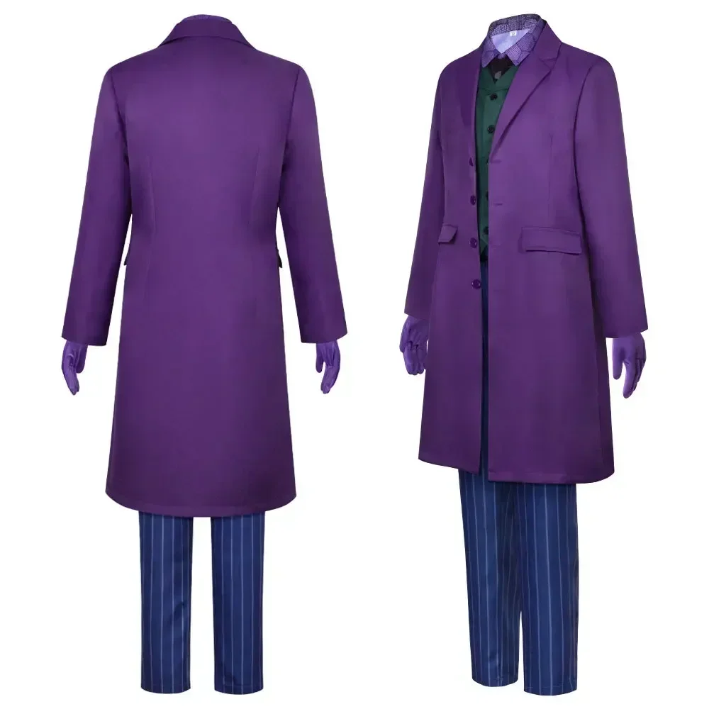 Uniform for Adult Halloween Dress Up Party Clown Heath Ledger Suit Cosplay Movie&tv Dark Knight Joker Costumes Purple
