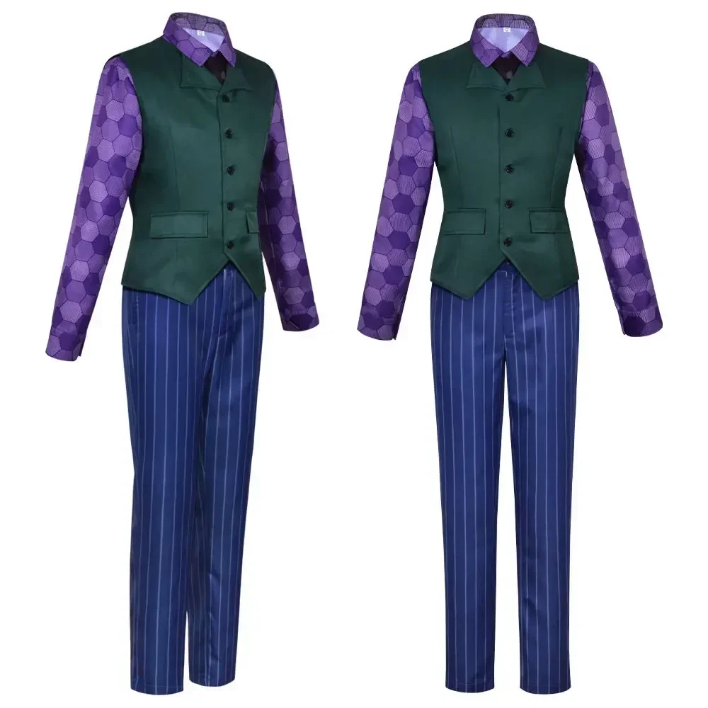 Uniform for Adult Halloween Dress Up Party Clown Heath Ledger Suit Cosplay Movie&tv Dark Knight Joker Costumes Purple