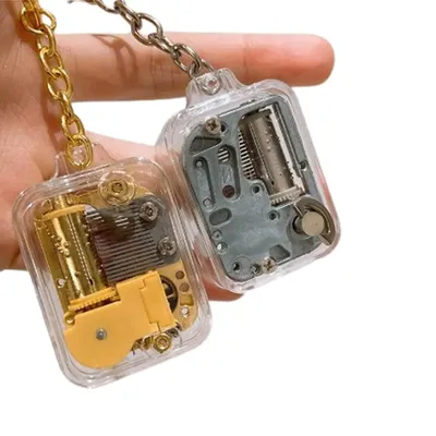 Unique Acrylic DIY Music Box Movement Keychain Toys Baby Handy Crank Musical Instrument Toy