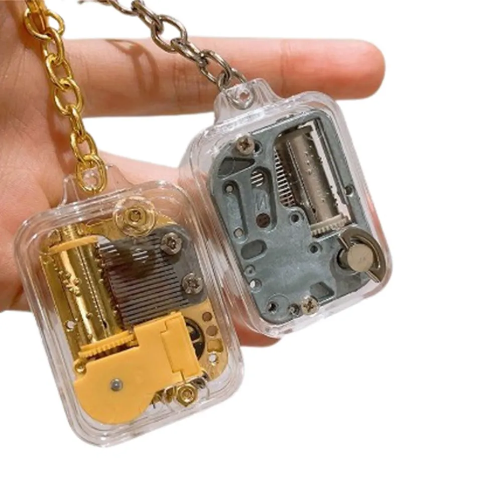 Unique Acrylic DIY Music Box Movement Keychain Toys Baby Handy Crank Musical Instrument Toy Unique Acrylic DIY Music Box Movement Keychain Toys Baby Handy Crank Musical Instrument Toy