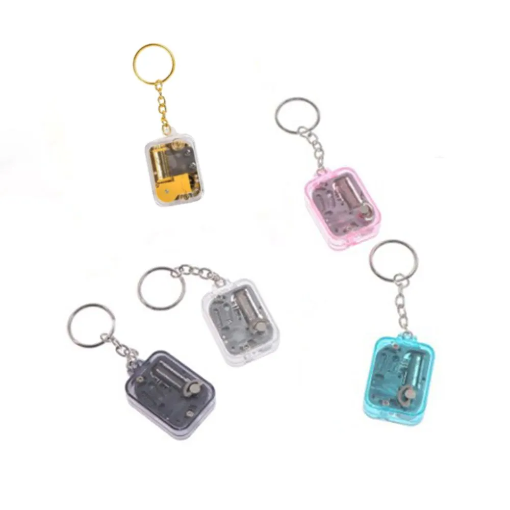 Unique Acrylic DIY Music Box Movement Keychain Toys Baby Handy Crank Musical Instrument Toy