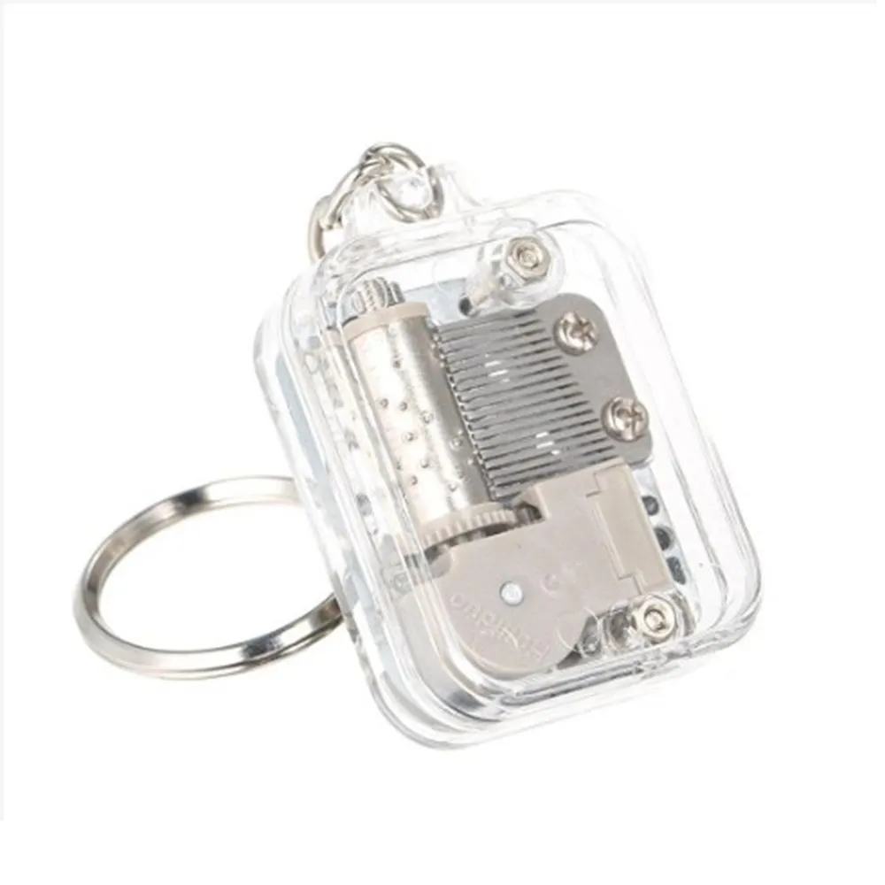 Unique Acrylic DIY Music Box Movement Keychain Toys Baby Handy Crank Musical Instrument Toy