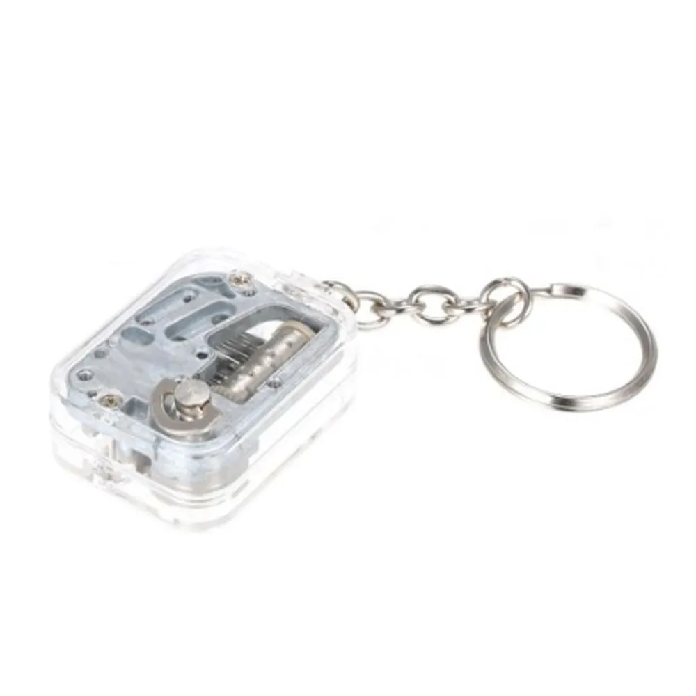 Unique Acrylic DIY Music Box Movement Keychain Toys Baby Handy Crank Musical Instrument Toy