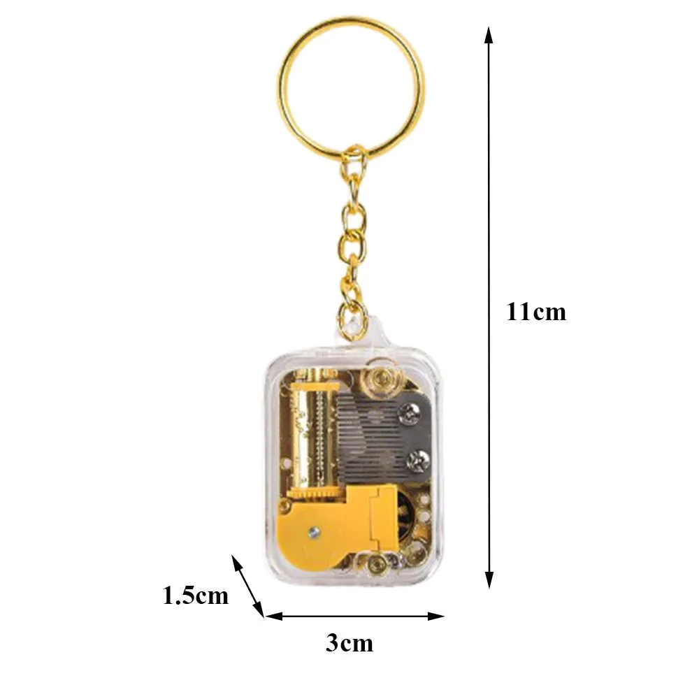 Unique Acrylic DIY Music Box Movement Keychain Toys Baby Handy Crank Musical Instrument Toy