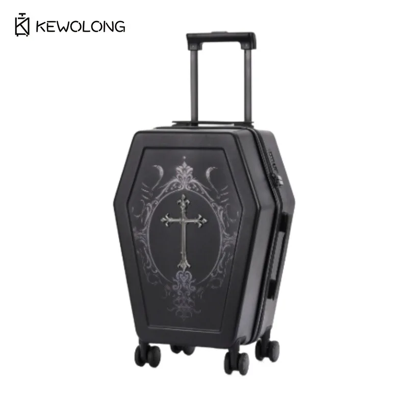 Unique design Gothic Coffin suitcase Halloween travel bag Black retro trunk Vampire themed suitcase Dark aesthetic Unique design Gothic Coffin suitcase Halloween travel bag Black retro trunk Vampire themed suitcase Dark aesthetic