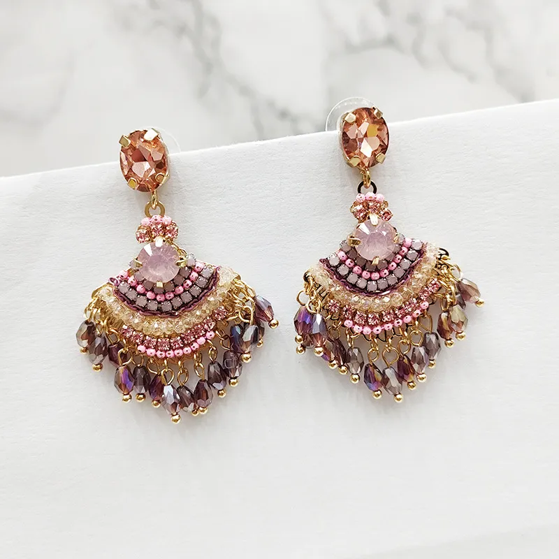 Unique Design Long Tassel Fan Shaped Earrings Unique Design Long Tassel Fan Shaped Earrings