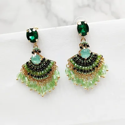 Unique Design Long Tassel Fan Shaped Earrings Unique Design Long Tassel Fan Shaped Earrings