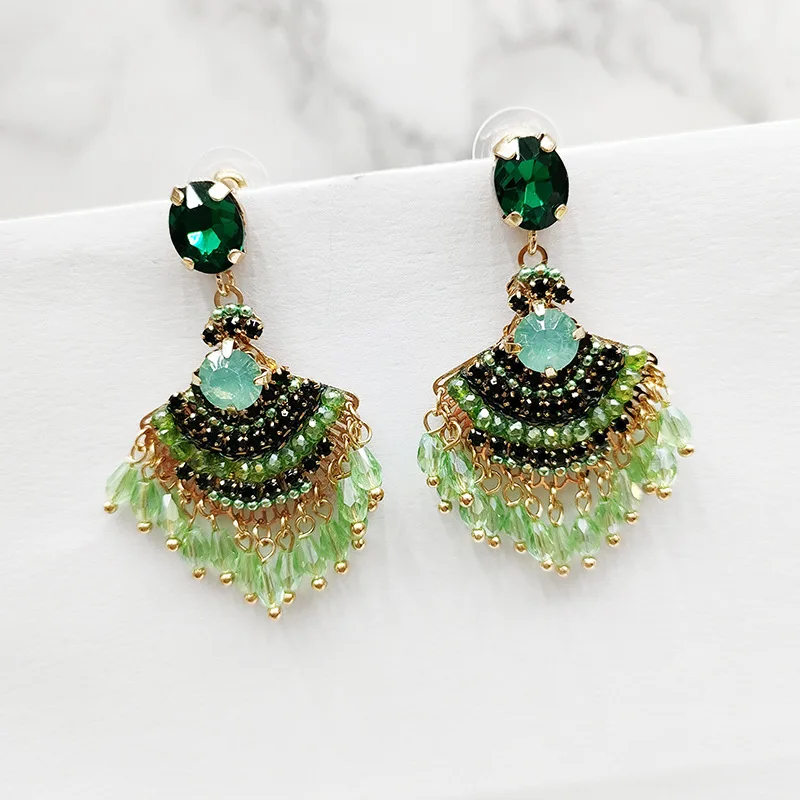 Unique Design Long Tassel Fan Shaped Earrings Unique Design Long Tassel Fan Shaped Earrings