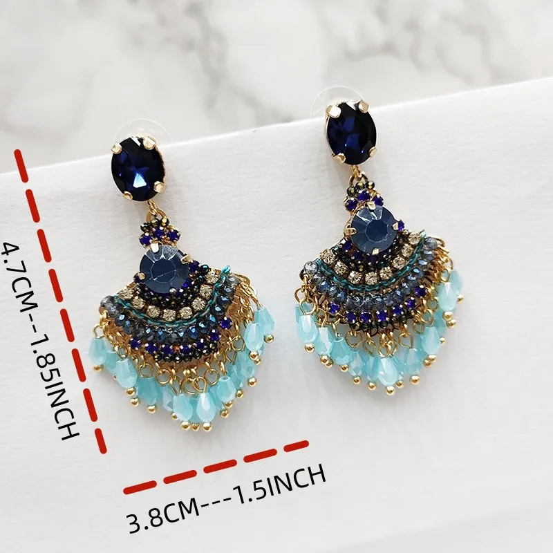 Unique Design Long Tassel Fan Shaped Earrings Unique Design Long Tassel Fan Shaped Earrings