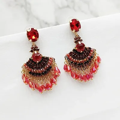 Unique Design Long Tassel Fan Shaped Earrings Unique Design Long Tassel Fan Shaped Earrings
