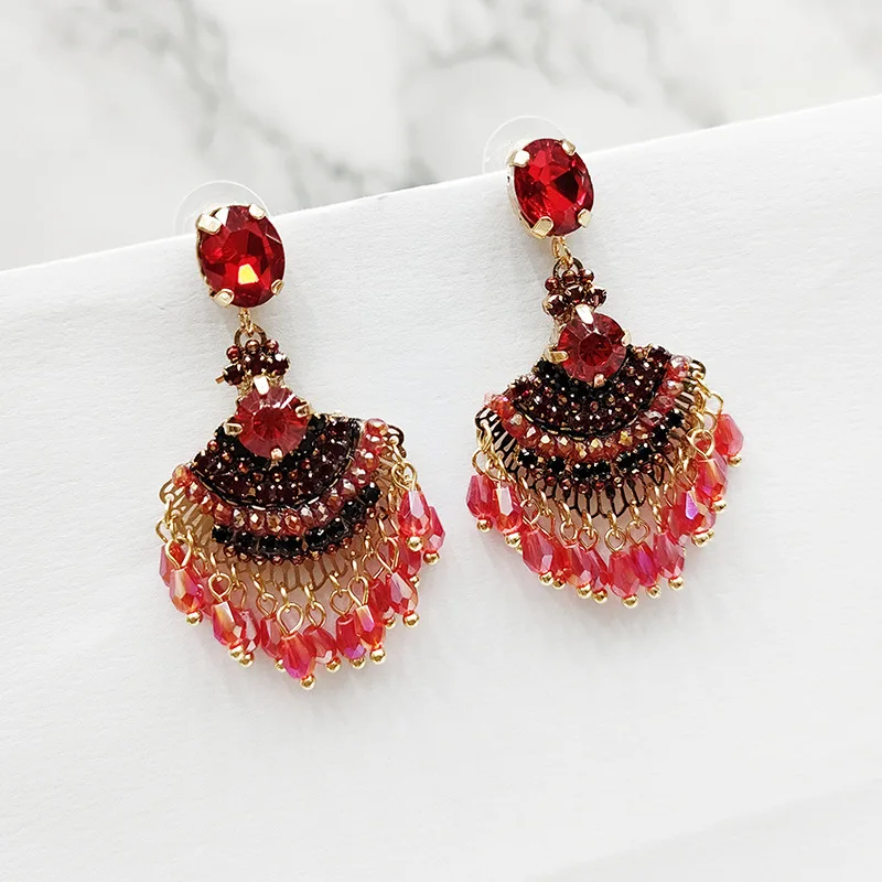 Unique Design Long Tassel Fan Shaped Earrings Unique Design Long Tassel Fan Shaped Earrings