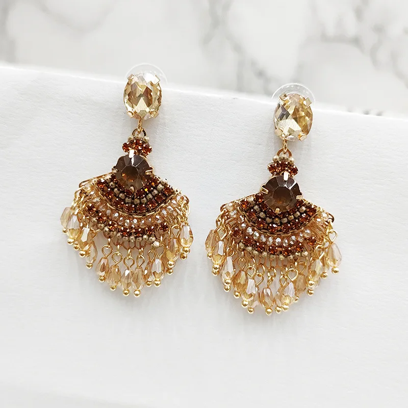 Unique Design Long Tassel Fan Shaped Earrings Unique Design Long Tassel Fan Shaped Earrings