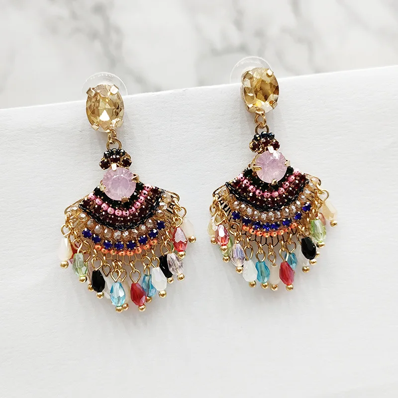 Unique Design Long Tassel Fan Shaped Earrings Unique Design Long Tassel Fan Shaped Earrings