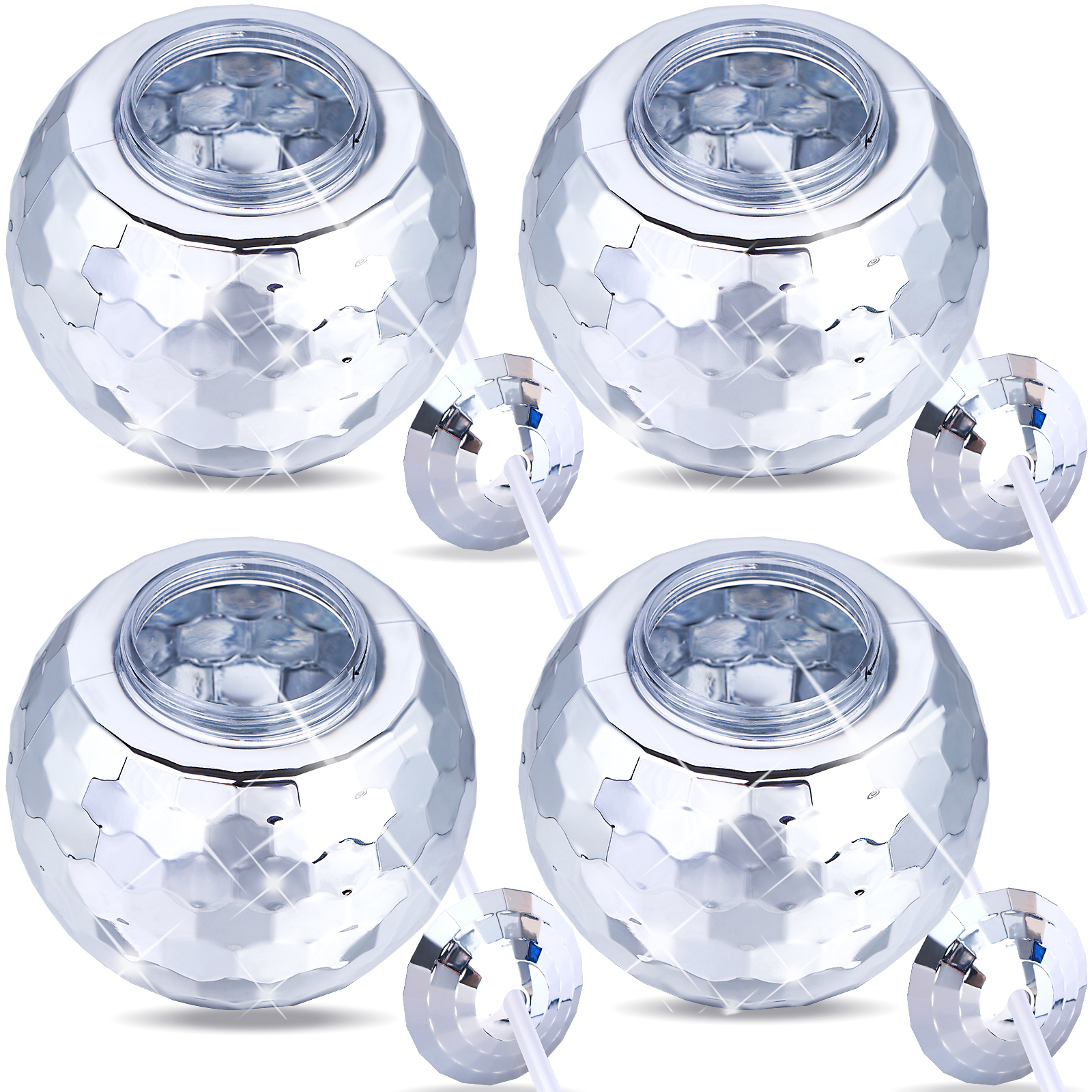 Unique Disco Ball Tumblers with Straws (4Pcs) Unique Disco Ball Tumblers with Straws (4Pcs)