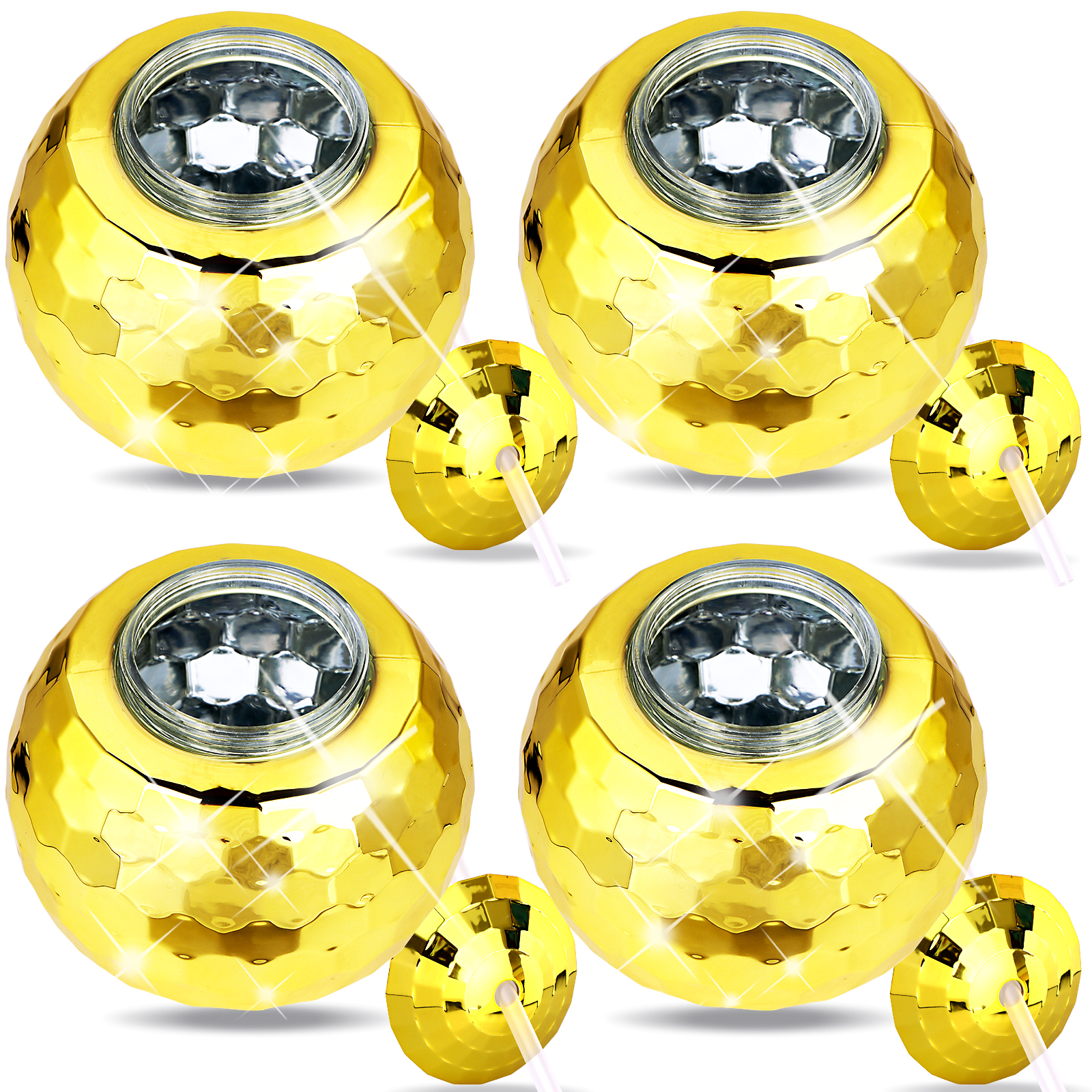 Unique Disco Ball Tumblers with Straws (4Pcs) Unique Disco Ball Tumblers with Straws (4Pcs)