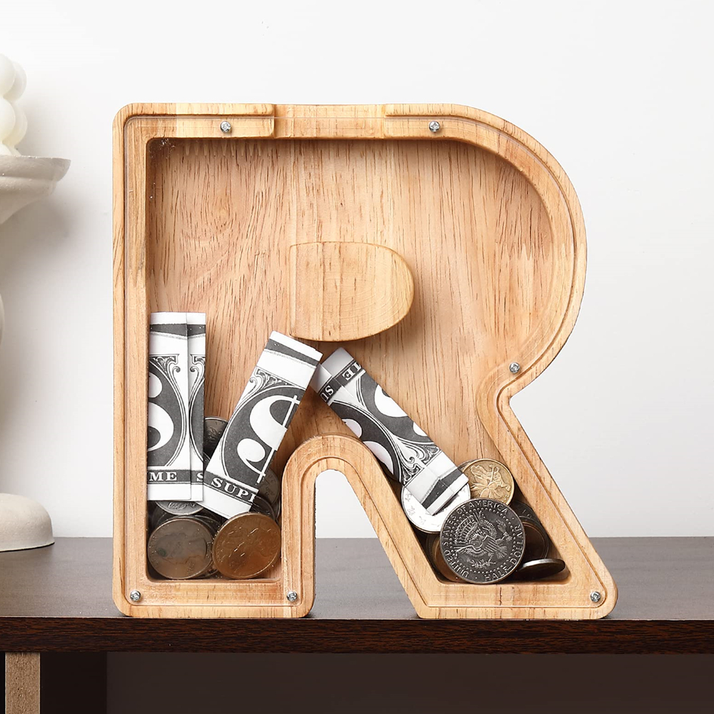 Unique Wooden Letter Money Box