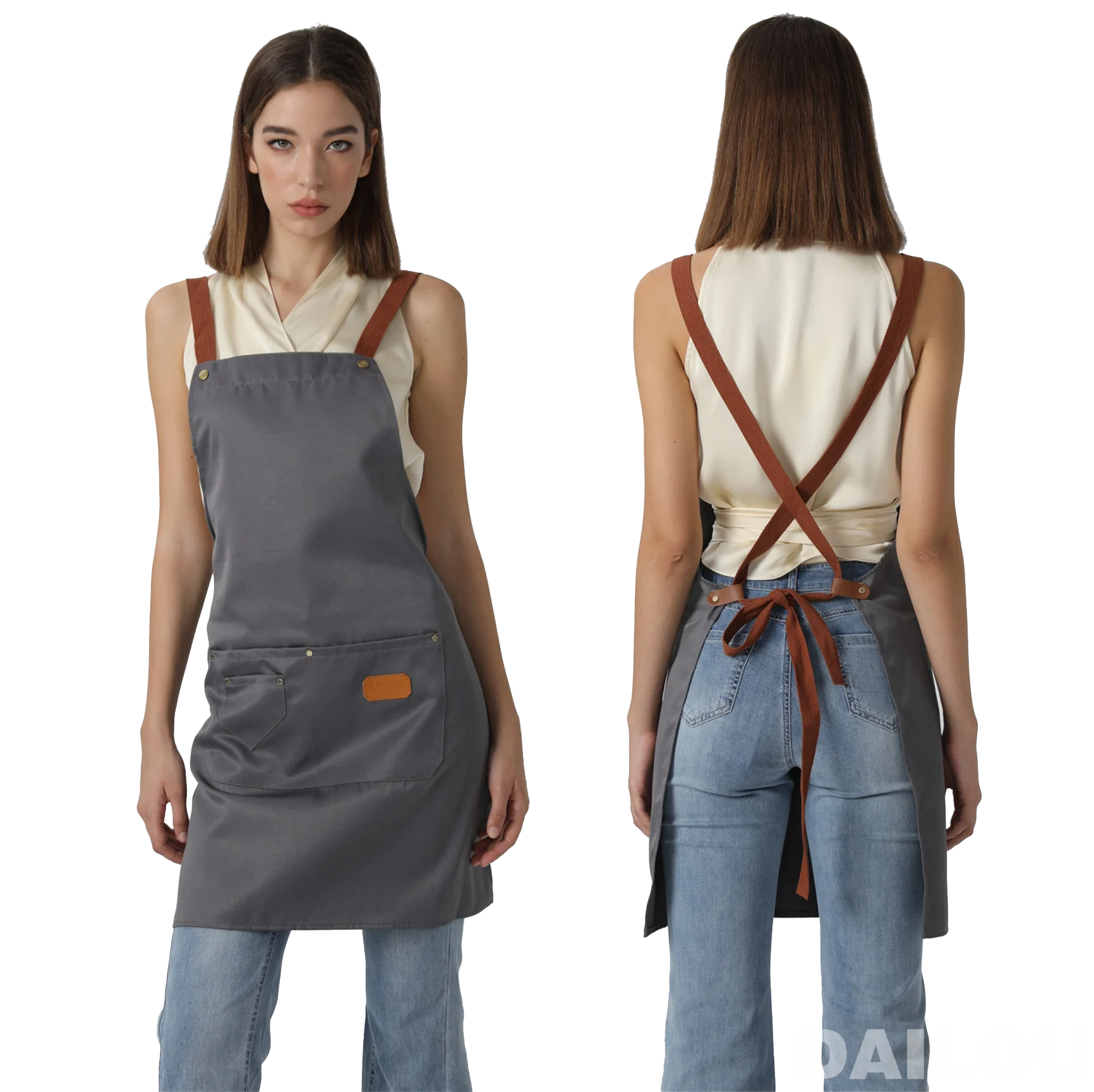 Unisex Apron Fashion Kitchen Chef Work Apron for Grill Restaurant Bar Shop Cafes Beauty Nails Studios Uniform