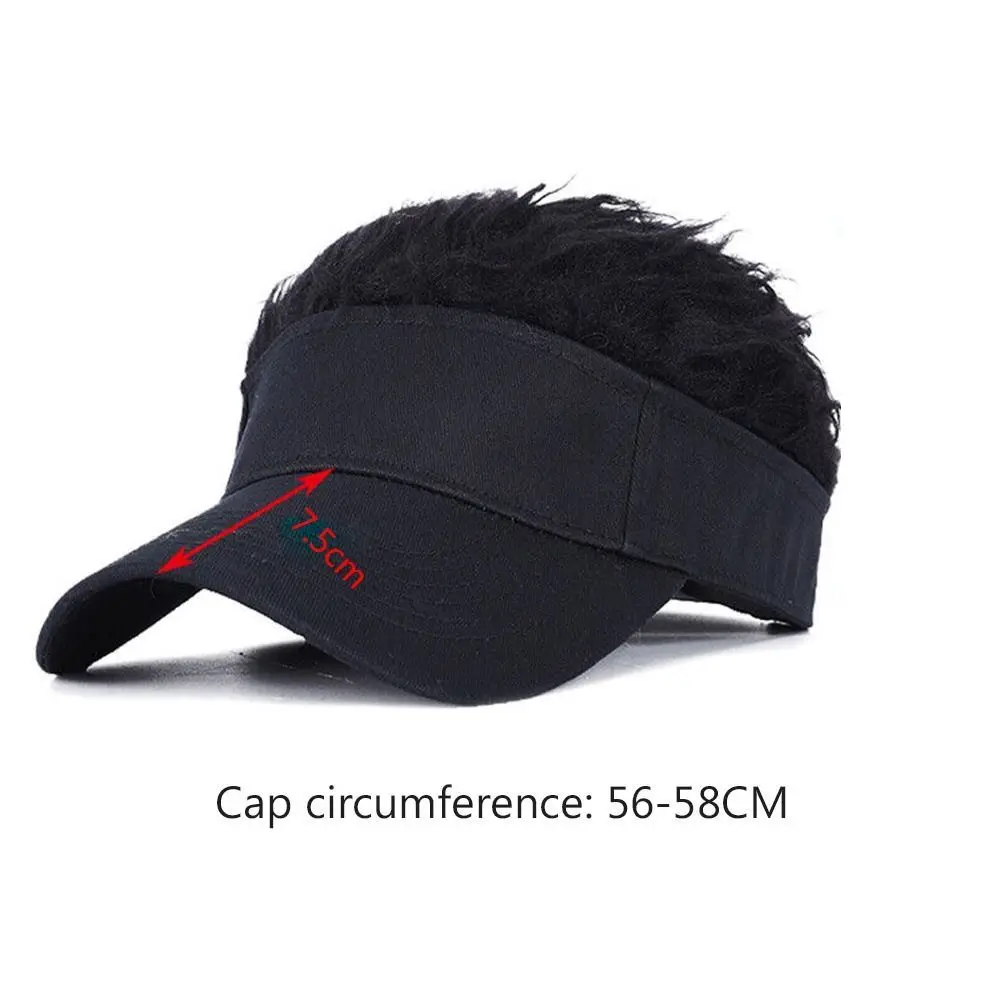 Unisex Baseball Cap With Fake Hair Cap Sun Visor Fun Toupee Hats Mens Spiked