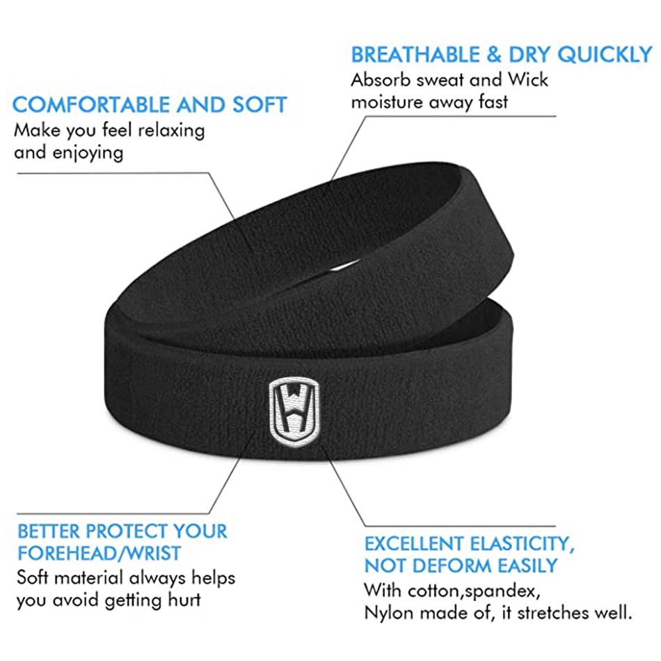 Unisex Elastic Sports Sweatband and Sweat Wristbands Set