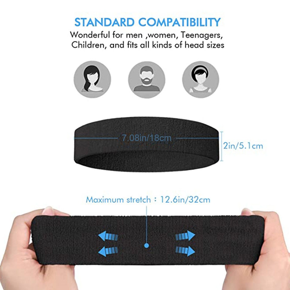 Unisex Elastic Sports Sweatband and Sweat Wristbands Set