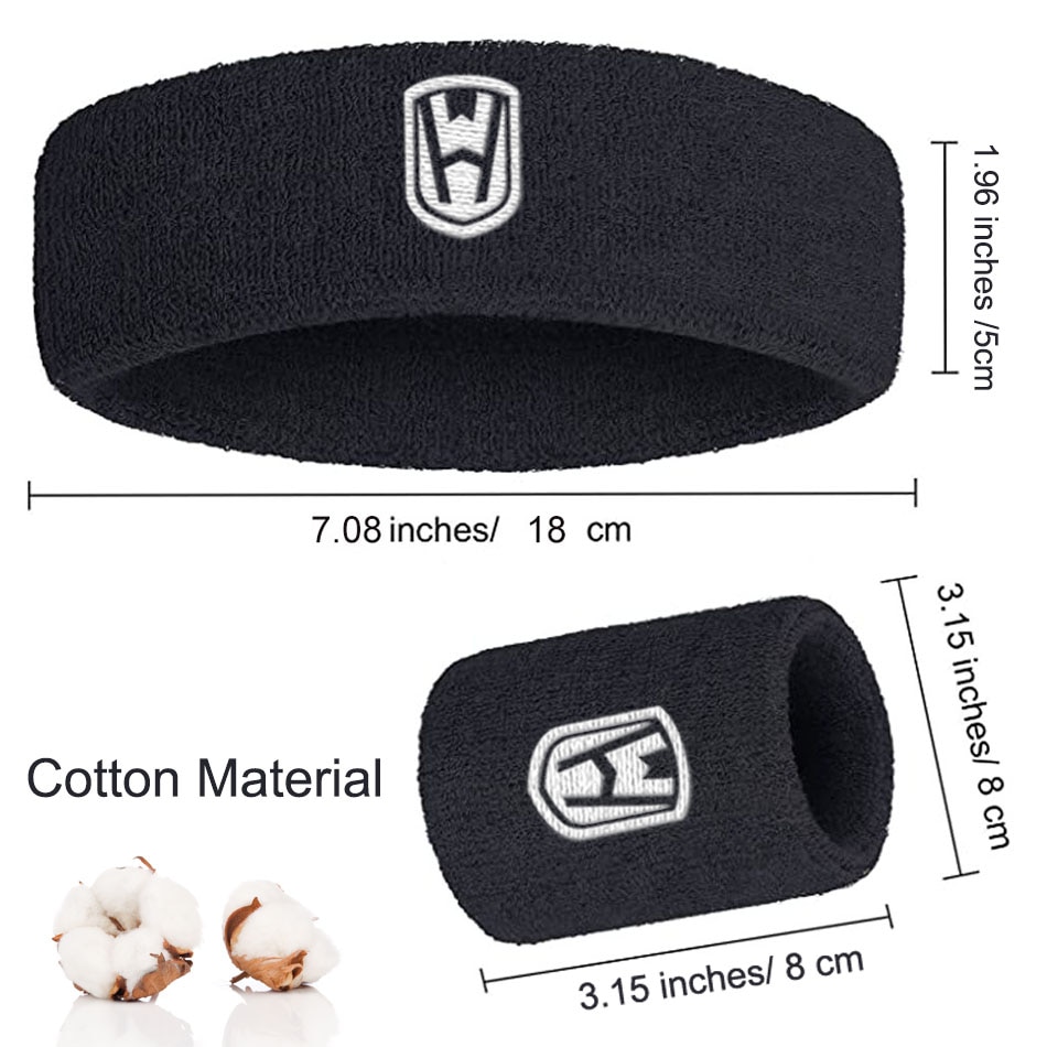 Unisex Elastic Sports Sweatband and Sweat Wristbands Set