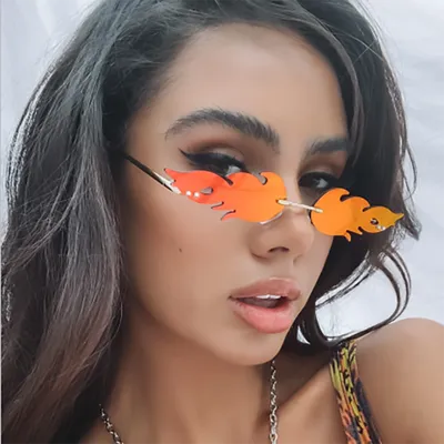 Unisex Fashionable Rimless Fire Flame Sunglasses