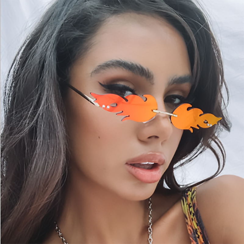 Unisex Fashionable Rimless Fire Flame Sunglasses