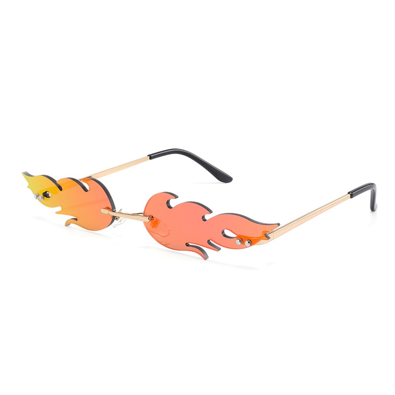 Unisex Fashionable Rimless Fire Flame Sunglasses