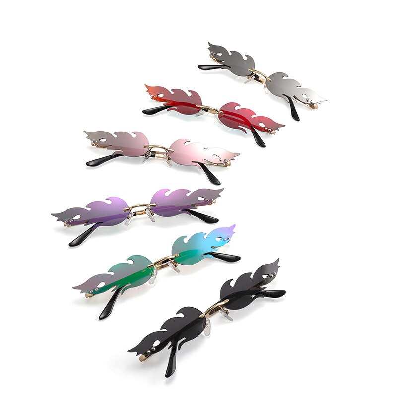 Unisex Fashionable Rimless Fire Flame Sunglasses