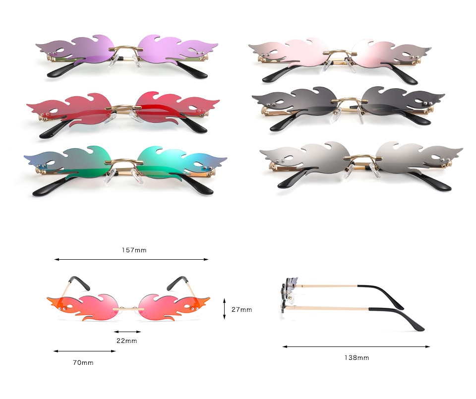 Unisex Fashionable Rimless Fire Flame Sunglasses